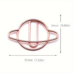 10pcs Planet Creative Paper Clip Golden Metal Paper Clip Rose Golden