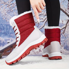 Women's Thermal Fleece Snow Boots Winter Outdoor Lace Up Hiking Boots