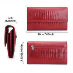 Crocodile Pattern Bifold Wallet for Women | Magnetic Closure | Large Capacity