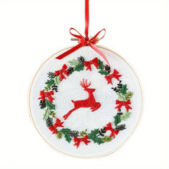 Christmas Cross Stitch Kit Set With Embroidery Hoop Needlepoint