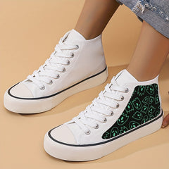 Alien Print Lightweight High Top Canvas Sneakers