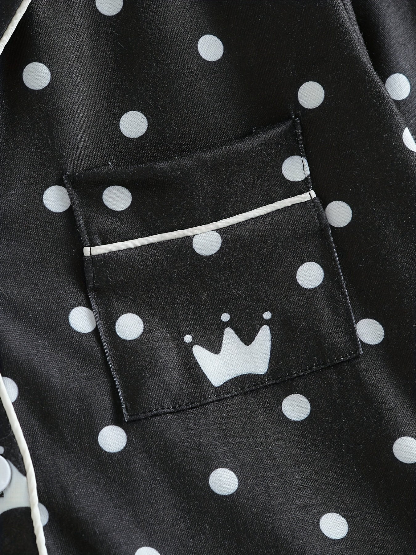 Girls 2pcs Crown Polka Dot Print Pajamas Set