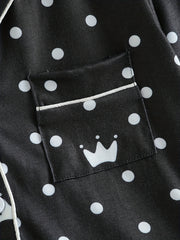 Girls 2pcs Crown Polka Dot Print Pajamas Set