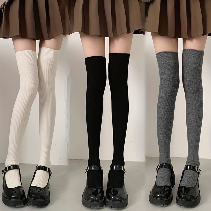 Teen's Striped Knee High Socks Nylon Long Stockings