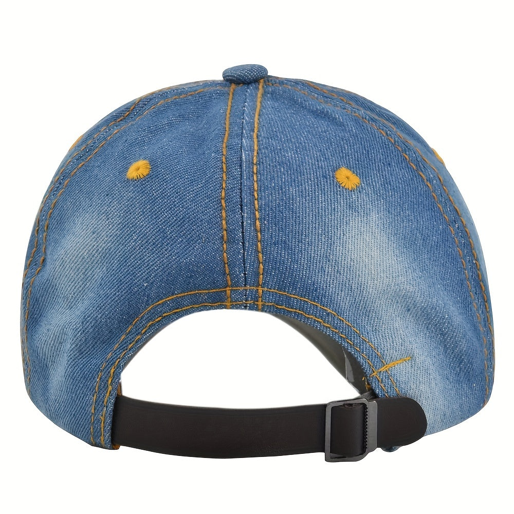 Artificial Diamond Letter Duck Tongue Cap Cowboy Baseball Cap for Men and Women