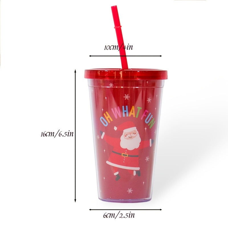 710ml Christmas Series Plastic Cup Large Cap. Sports Water Bottle