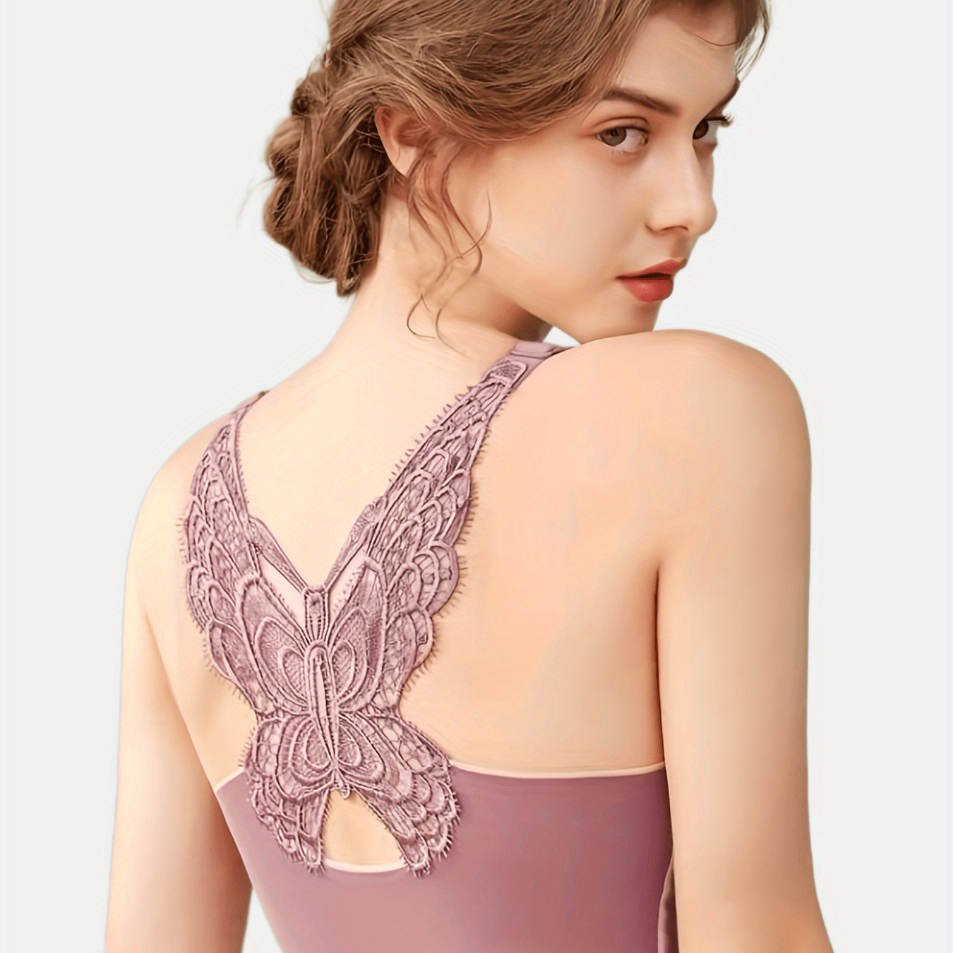 Lace Wireless Push Up Bra Butterfly Pattern Lingerie