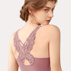 Lace Wireless Push Up Bra Butterfly Pattern Lingerie
