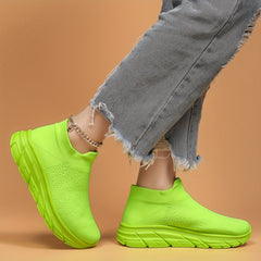 Mesh Slip On Breathable Running Shoes Soft Comfortable Shock Absorption Sneakers