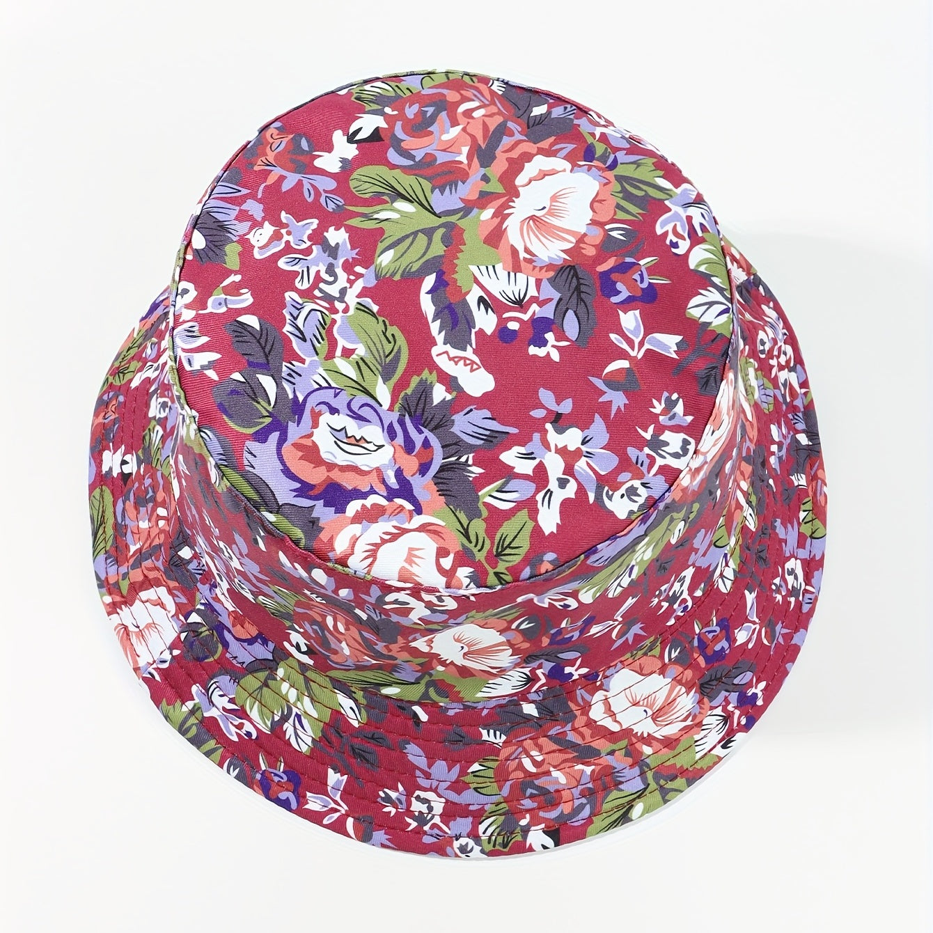 Red Floral Print Bucket Hat Reversible Boho Basin Hat Casual Sunshade Cap