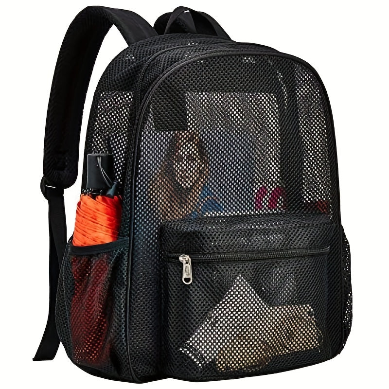Semi Transparent Mesh Backpack Heavy Duty Lightweight Beach Bag