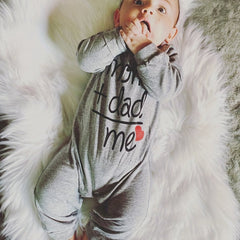 Alphabet Heart Print Button Long Sleeve Baby Onesie Romper