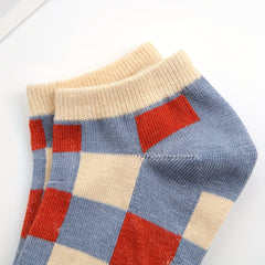 5 Pairs Striped & Plaid Ankle Socks Low Cut Women's Stockings