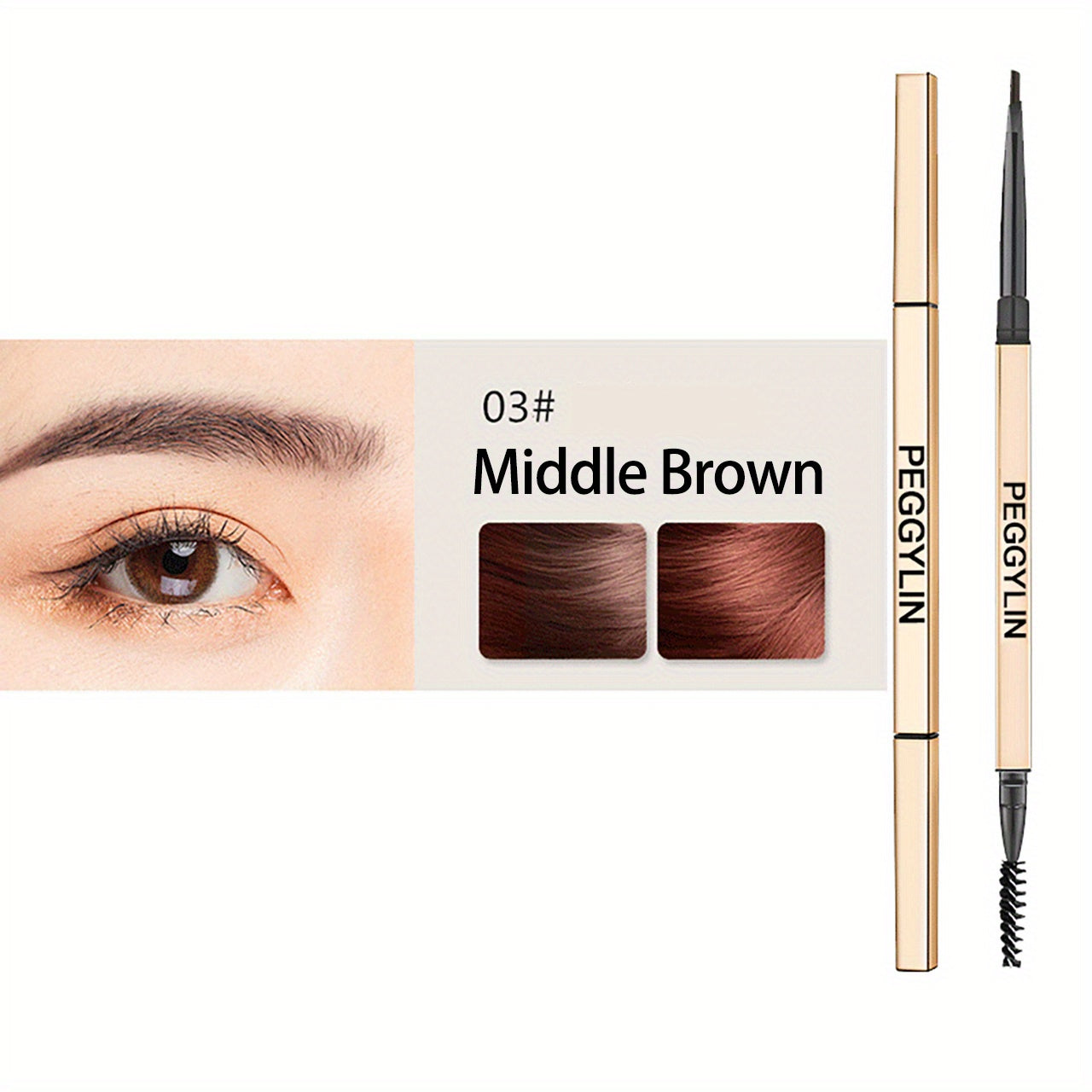 Triangle Tip Waterproof Eyebrow Pencil Golden Tube