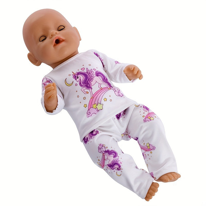 Purple Unicorn Pattern Doll Clothes for 17-18 Inch Dolls