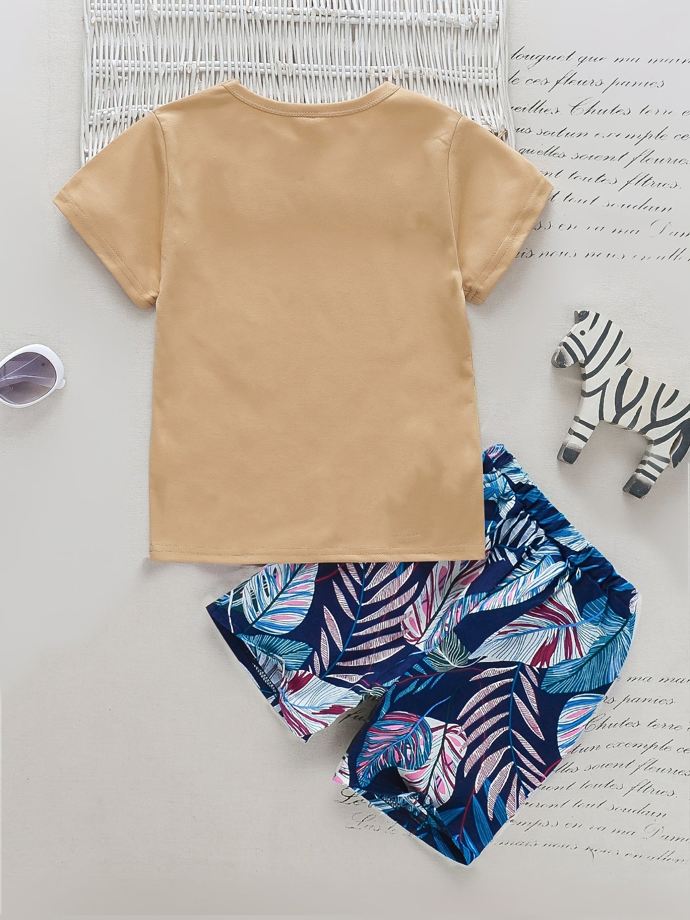 Boys Leaf Outfit Shorts & T-shirt Crew Neck Casual Kids Clothes