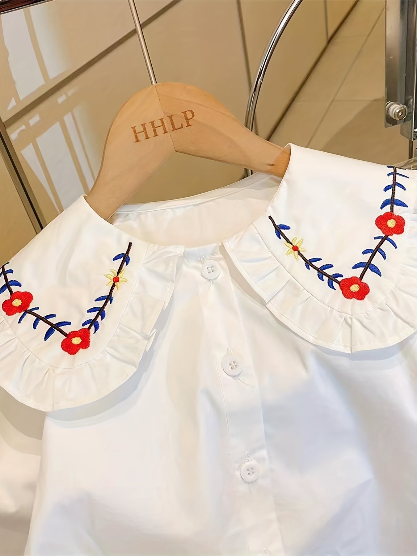 Girls Embroidered Shirt, Long Sleeve Casual Blouse Top
