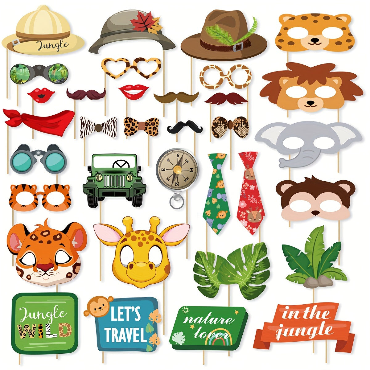 30pcs Jungle Theme Party Photo Props