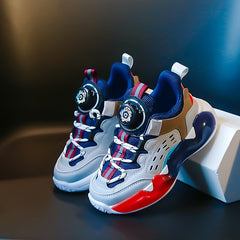Boys' Basketball Shoes with Rotating Buckle Non Slip Sneakers