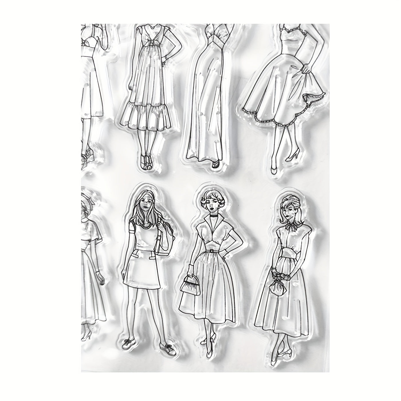 Arbuya Women Mother Vintage Dress Silicone Rubber Stamp for Scrapbooking DIY