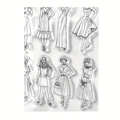 Arbuya Women Mother Vintage Dress Silicone Rubber Stamp for Scrapbooking DIY