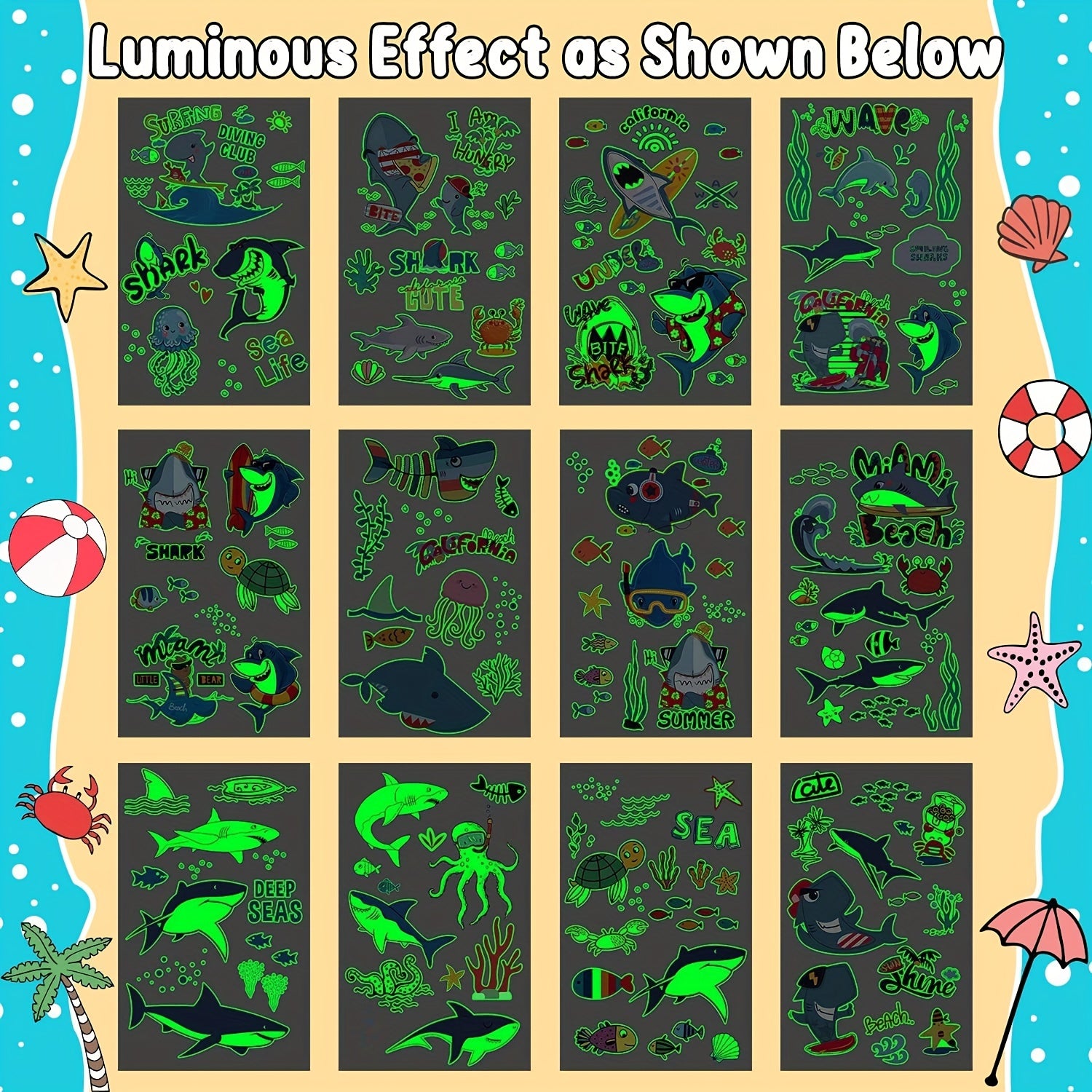 Glow Shark Birthday Party Supplies Luminous Shark Decorations