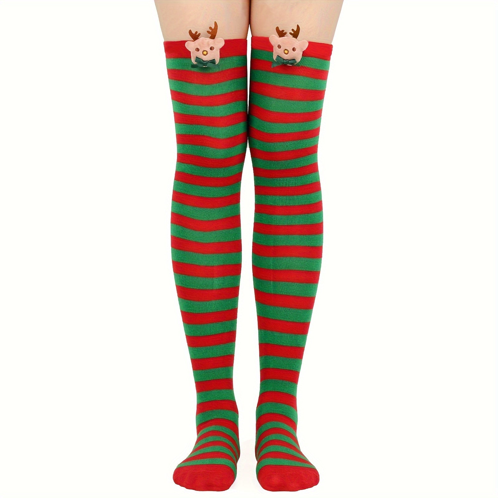 Christmas Striped Over The Knee Socks Women's Stockings