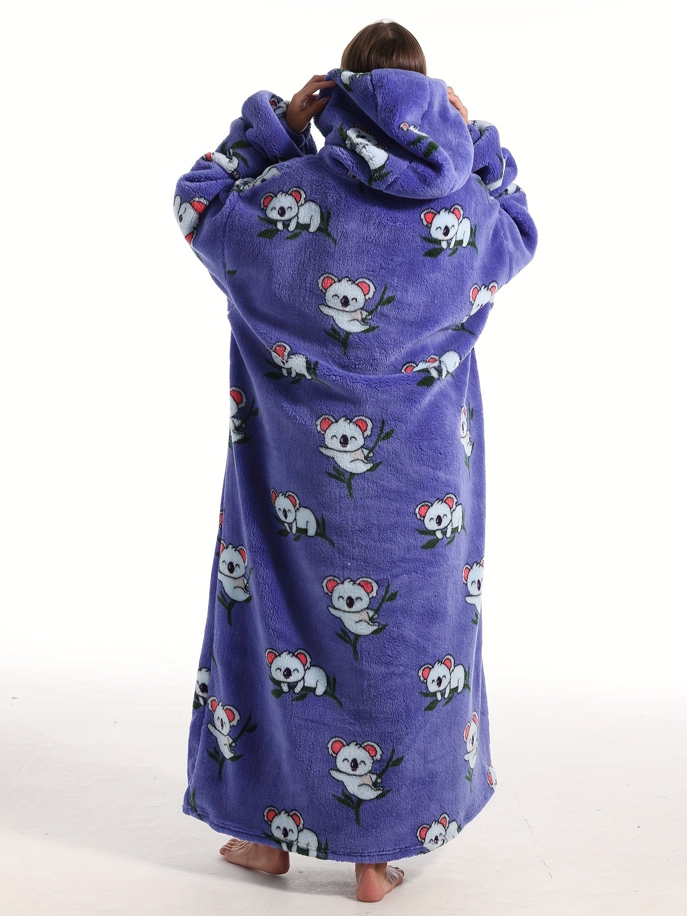 Sherpa Fleece Hooded TV Blanket with Pockets & Koala Print Nightgown