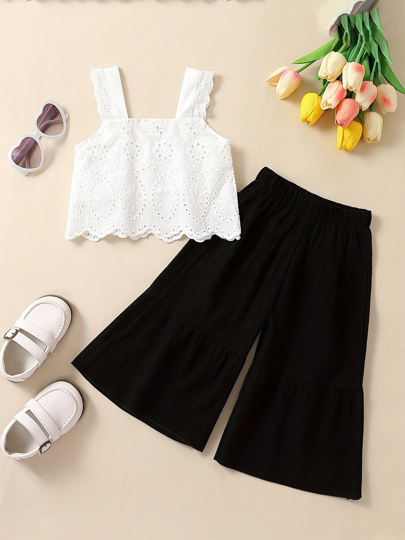 Baby Girls Cotton Cami Crop Top & Pants Set