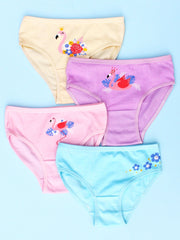 4 Packs Flamingo Graphic Girls Briefs Cotton Breathable Comfortable Underwear