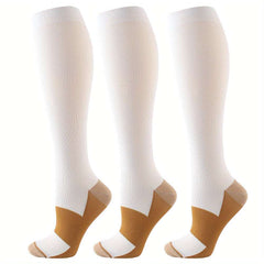 3 Pairs Copper Compression Socks for Women and Men - Circulation Support