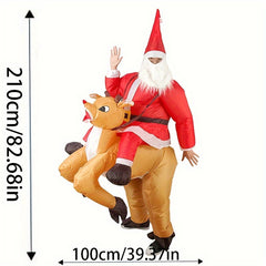 Inflatable Santa Riding Deer Costume Halloween Cosplay Party