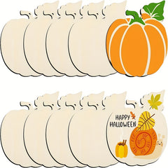 10pcs Wooden Pumpkin Craft Cutouts Halloween DIY Crafts For Decoration