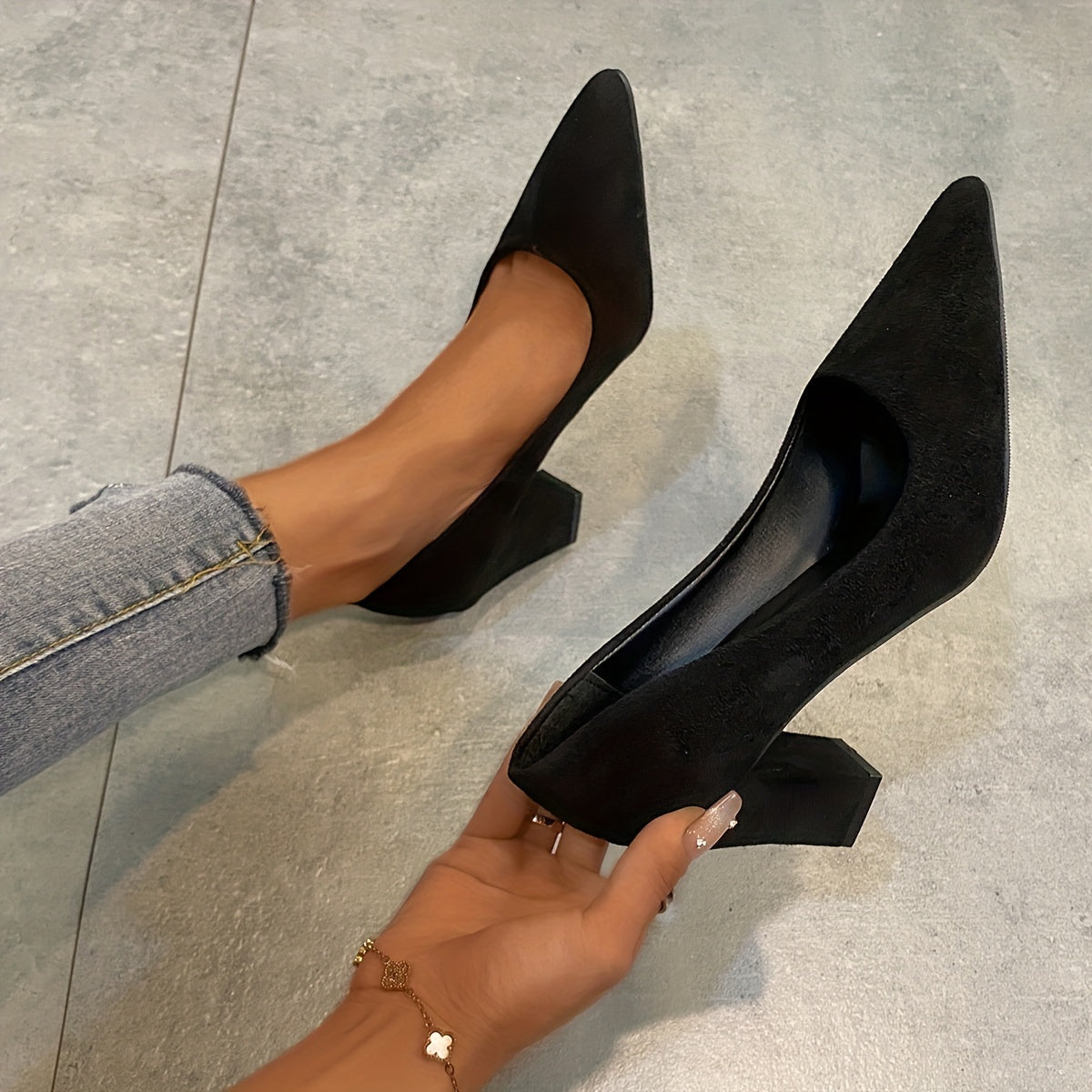 Women's Block Heel Pointed Toe Dress Pumps Work Shoes
