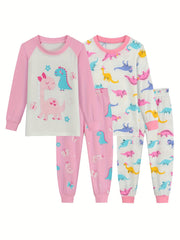 Kid's Unicorn Star Cotton Pajama Set Long Sleeve Top & Pants Girl's Loungewear