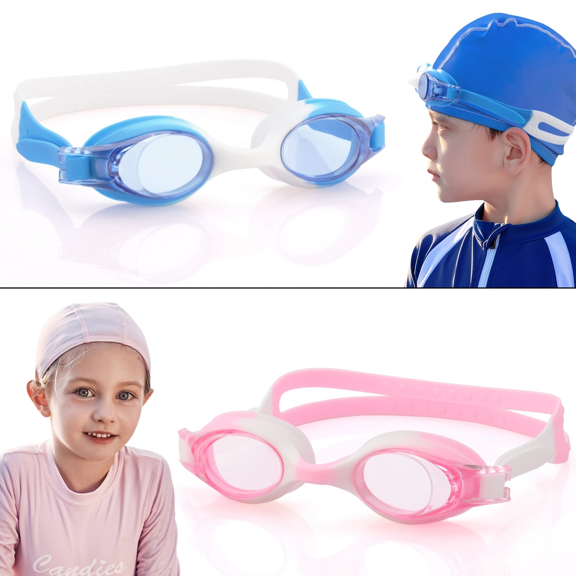 Kids Swimming Goggles 4 Pack Anti Fog UV Protection