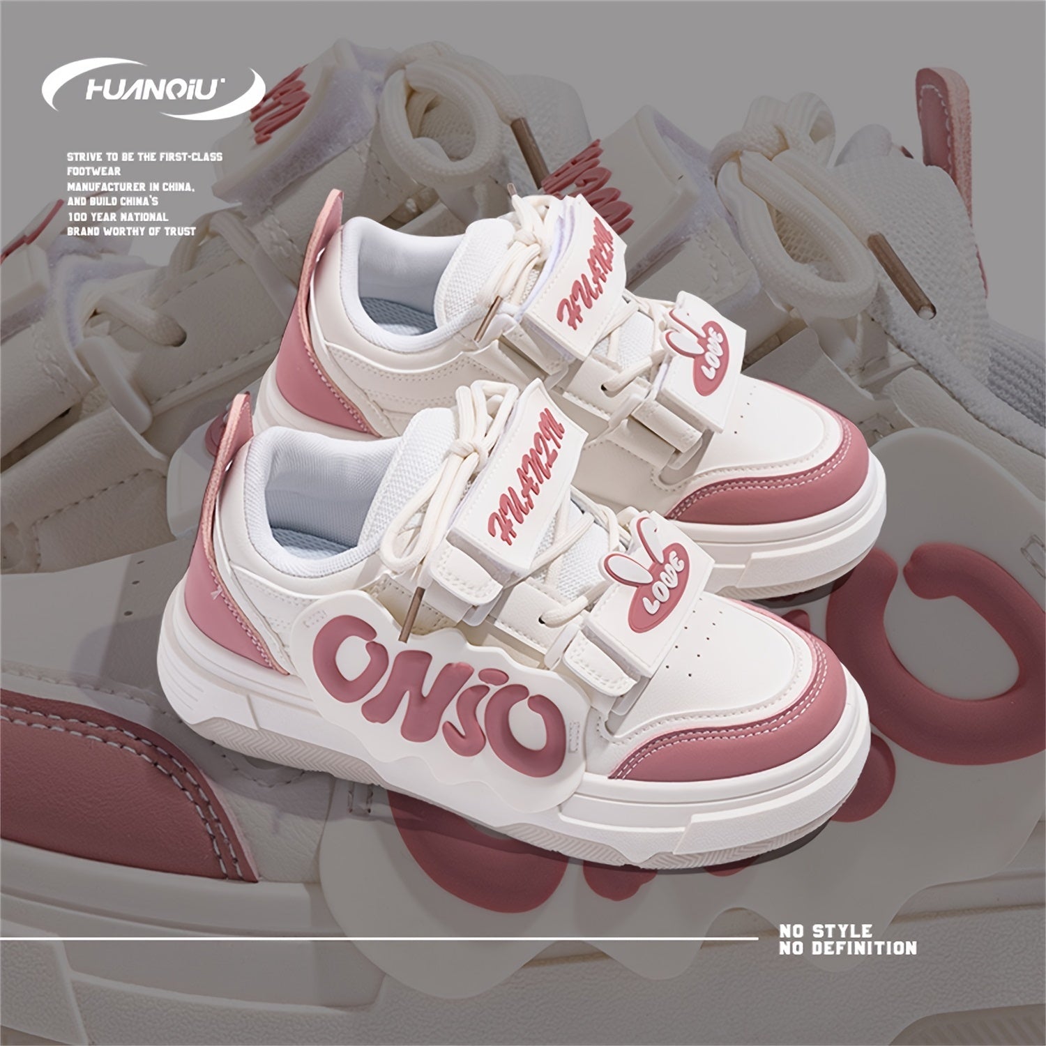 Women's Rabbit & Letter Pattern Skate Shoes Thick Sole Casual Sneakers