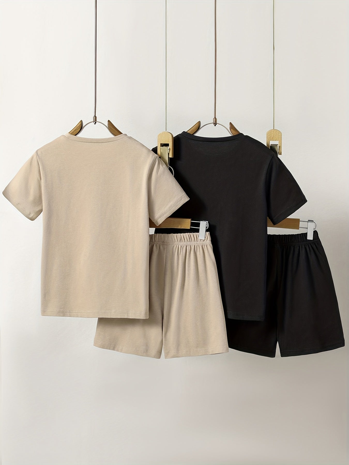 Boy's Happy Face Print T-shirt & Shorts Set for Summer