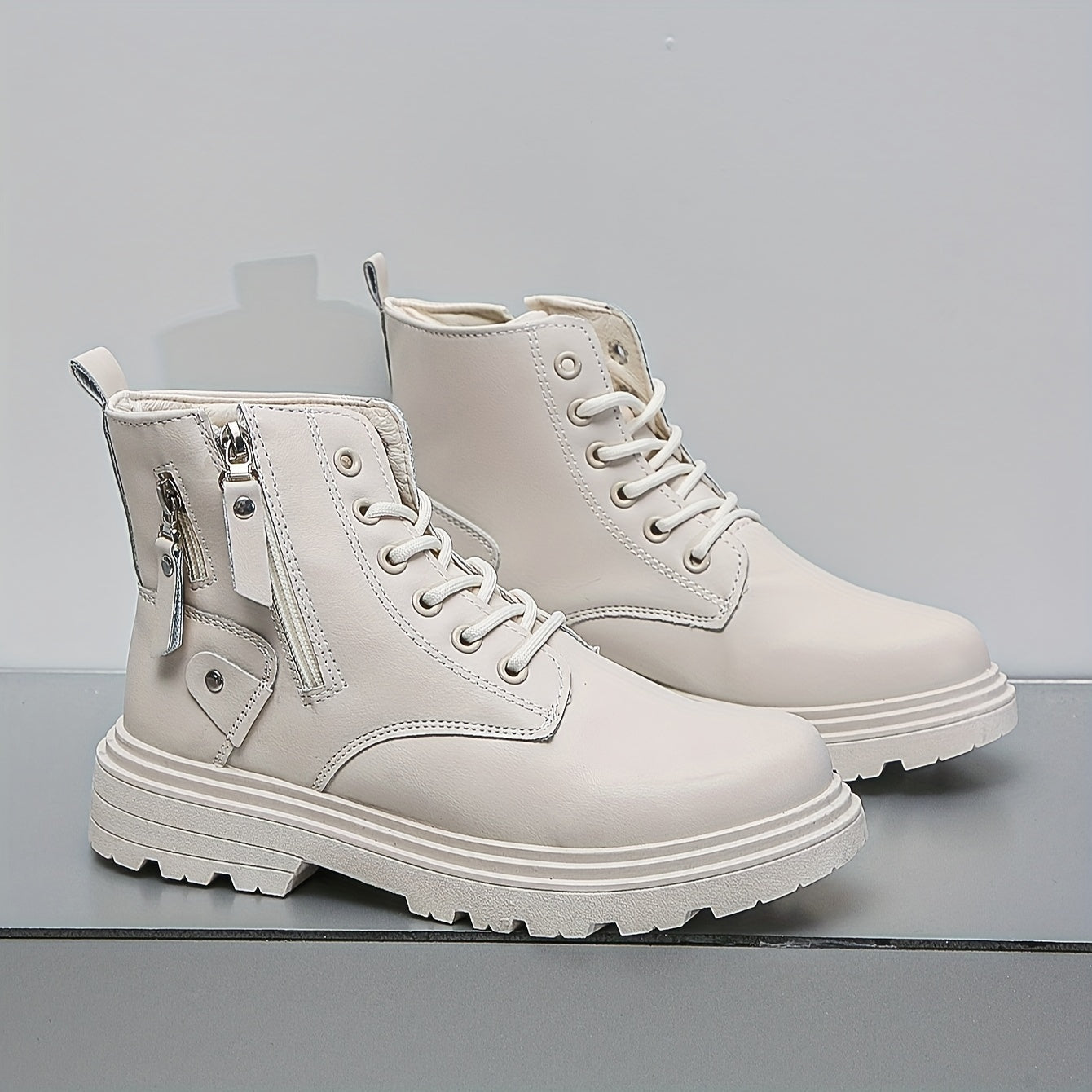 Women's Non-slip Zipper Snow Boots - Warm Thick Bottom Sneakers