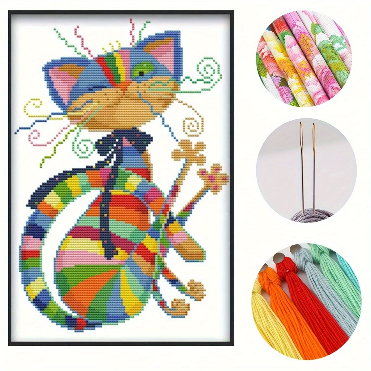 Colorful Cat Cross Stitch DIY Embroidery Kit
