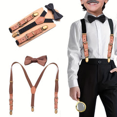 Children's Y-Shaped Suspenders & Bowtie Set