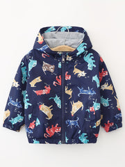 Boys Excavator Cartoon Zipper Hoodies Kids Jackets