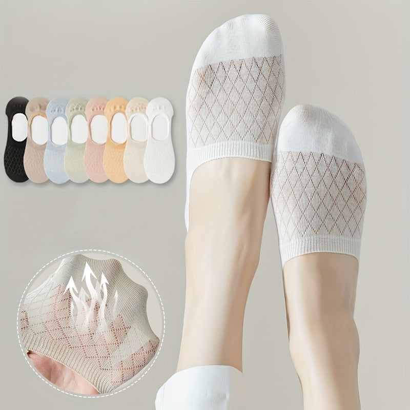 8 Pairs Argyle No Show Socks Women's Stocking