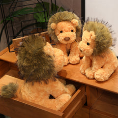 9" Lion Plush Stuffed Animal Realistic Light Brown & Green Lion Toy