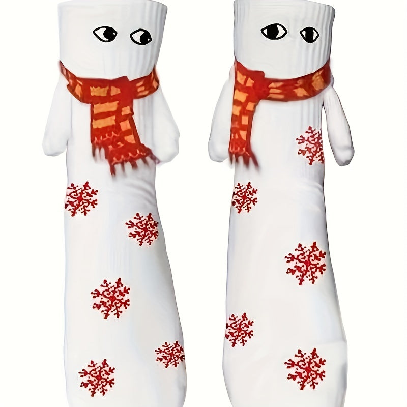 Christmas Doll Hand in hand Mid calf Socks For Couples