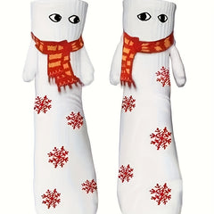 Christmas Doll Hand in hand Mid calf Socks For Couples