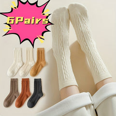 6 Pairs Twist Textured Socks for Women