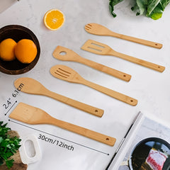 6pc Bamboo Shovel Cooking Utensils Set