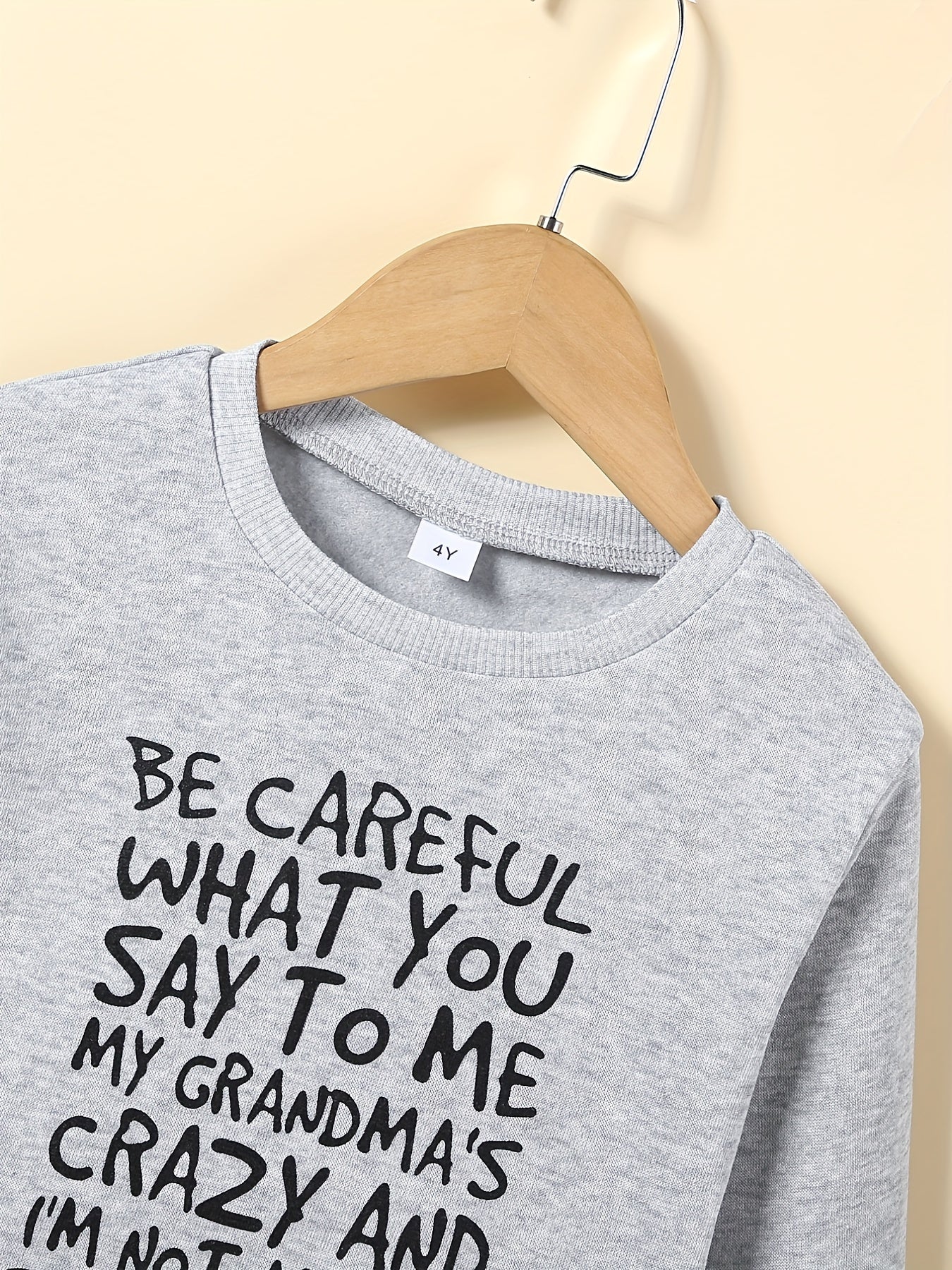 Boy's Novelty Letter Print Sweatshirt Long Sleeve Top