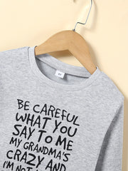 Boy's Novelty Letter Print Sweatshirt Long Sleeve Top